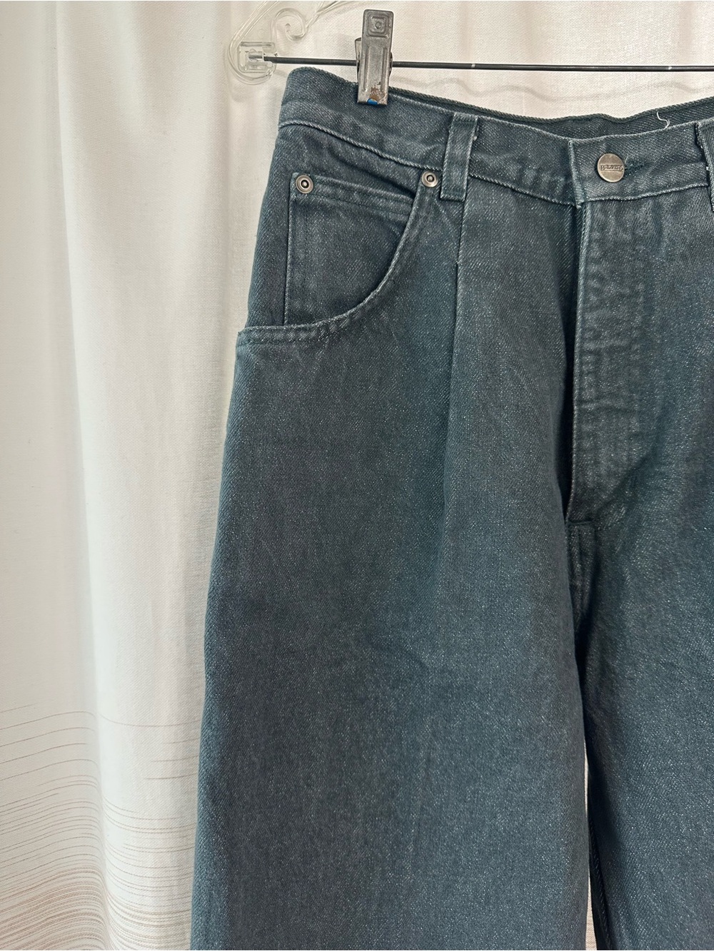 Vintage Lands End High-Waist Hunter Green Denim Pleated Tapered Jeans Size 10 - Picture 2 of 12